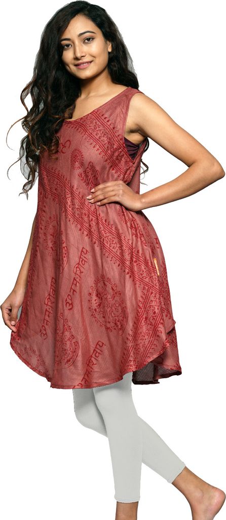 Kleid "Om" - leichtes Sommerkleid - ärmelloses Ethno Kleid aus feiner Baumwolle, rot S/M