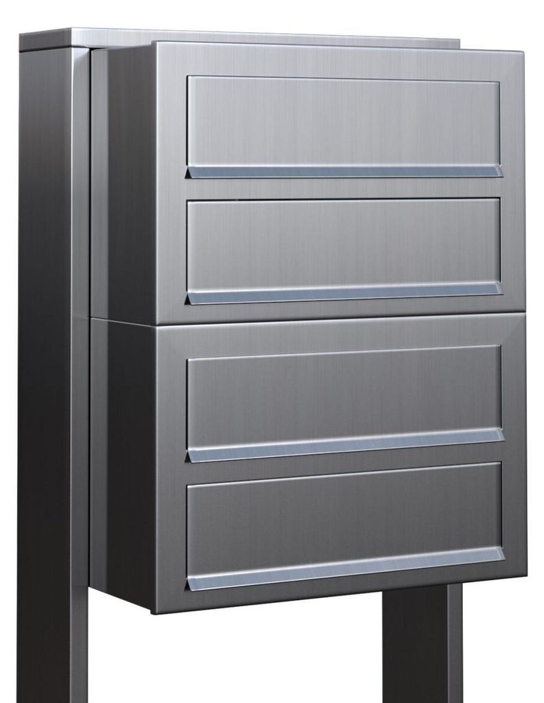 Briefkastenanlage Cube for Four in Edelstahl Produktbild 