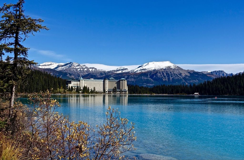 hansepuzzle 45307 - Lake Louise Puzzle, 500 Teile, Natur, 46,0 x 30,0cm mit hochwertiger Aufbewahrung, Kartonbox und wiederverschließbarem Beutel