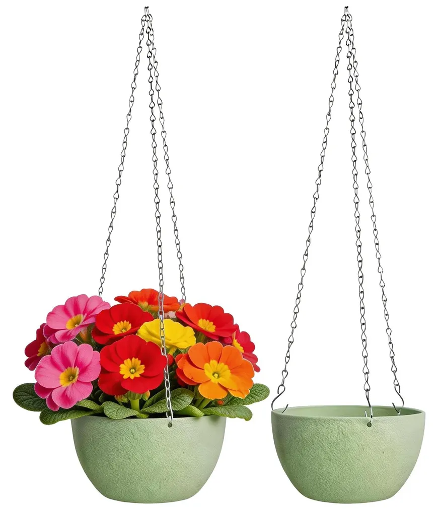 Suspension Florale avec Trou de Drainage et Réservoir d'Eau Coloris Vert