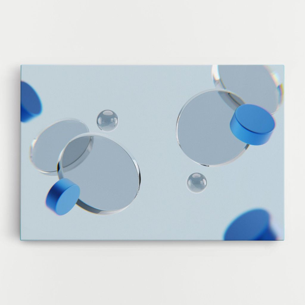 ARTHUB Leinwandbild 30x40 cm, Blue Circle Floating | Wohnzimmerdekoration, Hängende Bilder, Wanddekoration, Heimdekoration, Abstrakte, Geometrische