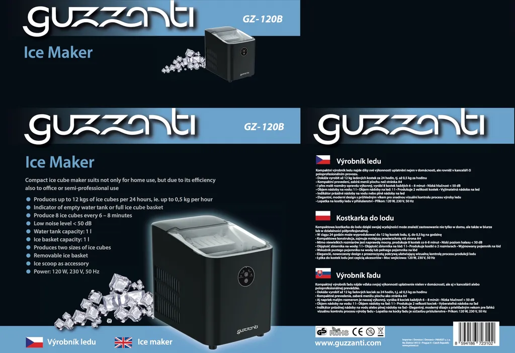 Machine à glaçons Guzzanti GZ 120B - Machine à glaçons compacte noire - 4