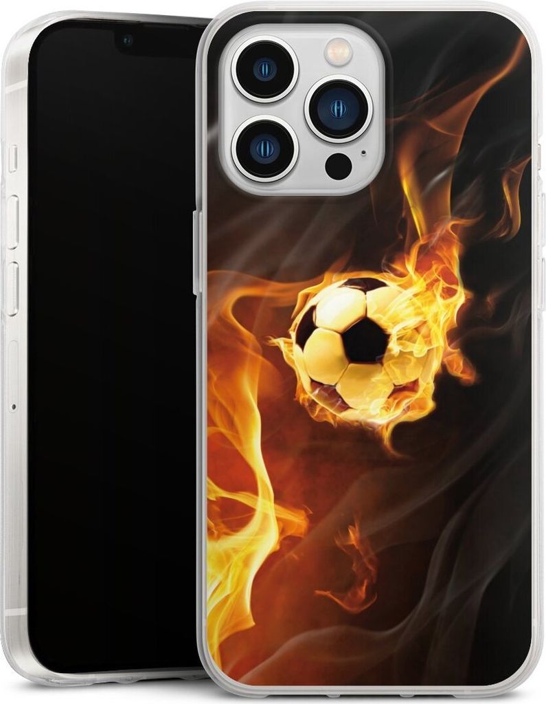DeinDesign Handyhülle für Apple iPhone 13 Pro Silikon Hülle Case Smartphone Schutzhülle Ball Feuer Fußball