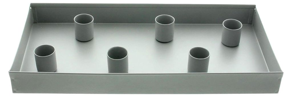 Kerzentablett Grey aus Metall mit 6 magnetischen Kerzenhaltern für Stab- und Tafelkerzen
