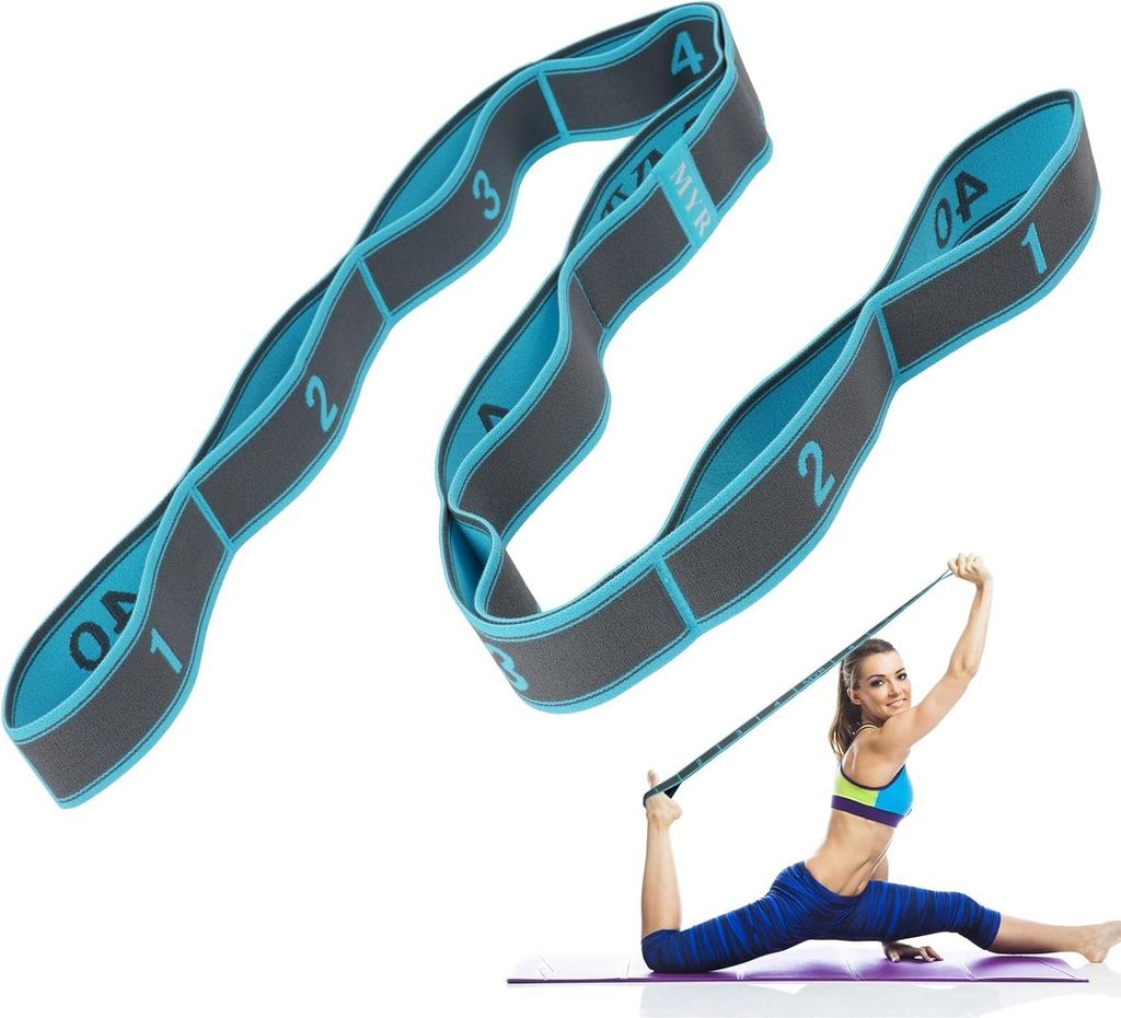 Yoga Stretching Strap, Stretching Band mit 9 Schleifen, Yoga Stretch Gurt, Fitness Stretchband, für Pilates, Tanz, Gymnastik, Effektives Dehnung