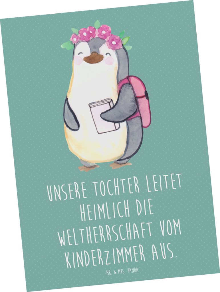 Mr. & Mrs. Panda Postkarte Tochter Weltherrschaft - Meeresbrise - Geschenk, persönliche Erinnerungen, Fotokarte, Postkarten, Feiertage, einzigarti...