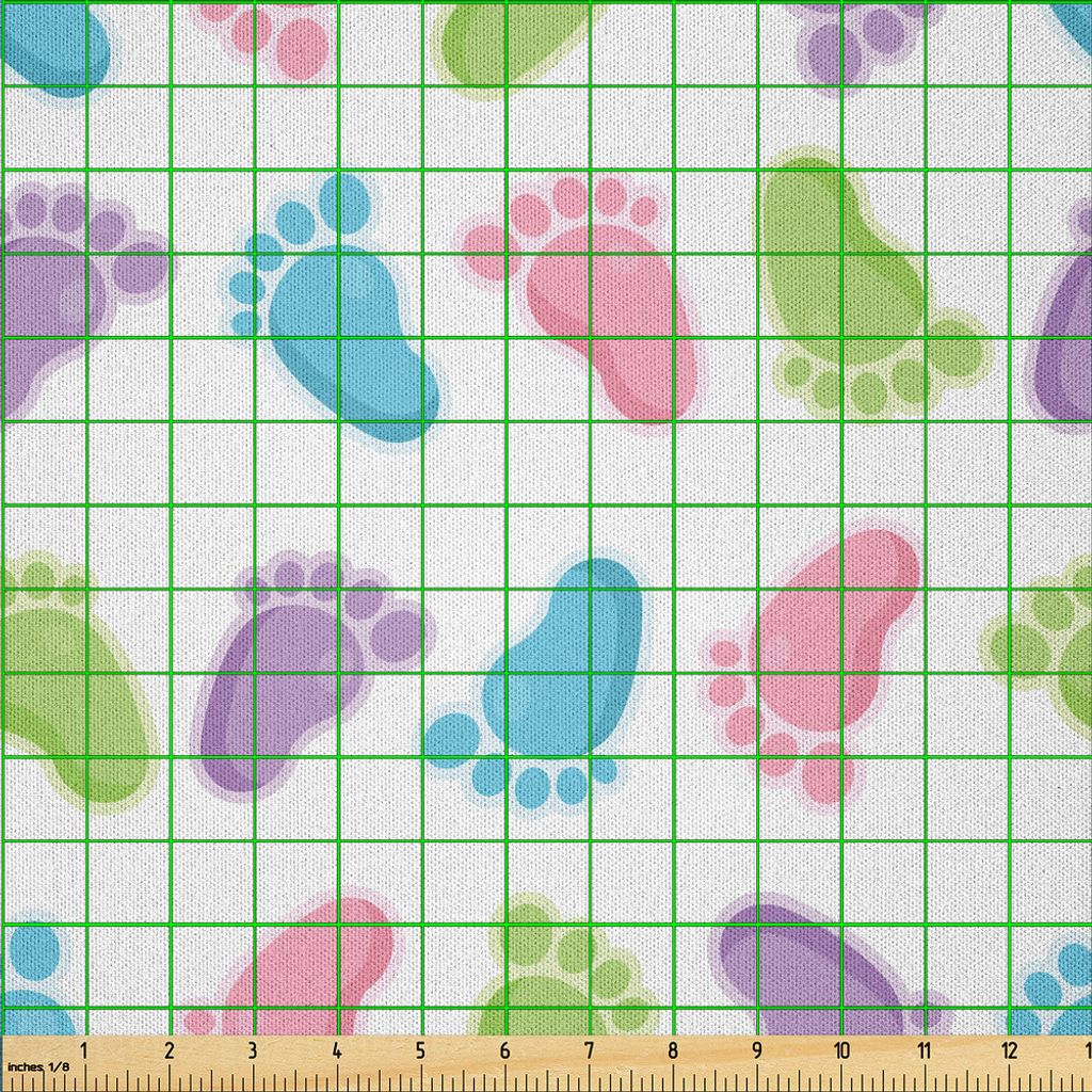 ABAKUHAUS Baby Microfaser Stoff als Meterware , Kinderabdruck-Muster in vielen tont abstrakte Entwurfs-Säuglingsfuß-Illustration, 5 M (230 x 500 ...
