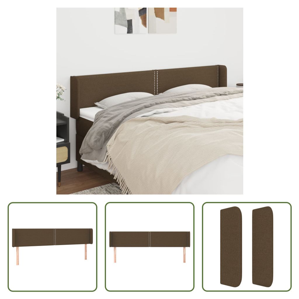 The Living Store Kopfteil mit Ohren Dunkelbraun 183x16x78/88 cm Stoff