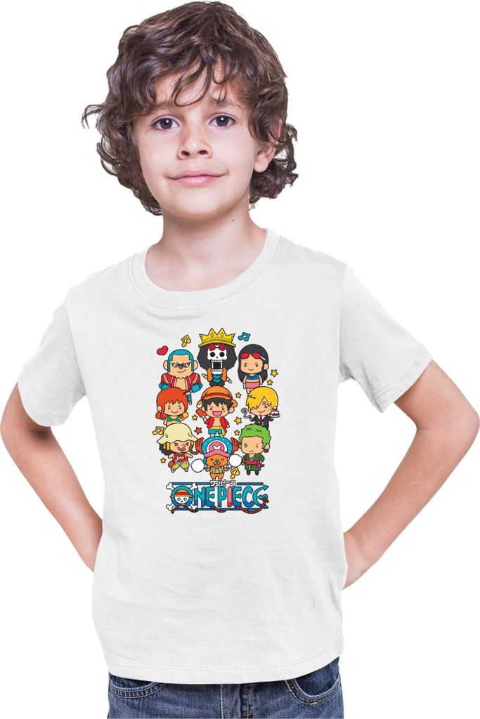 Kinder T-Shirt Japan Anime Manga One Manga Piece Anime Heroes Chibi Heroes Chibi, 3-4 Jahr - 104 / Weiß
