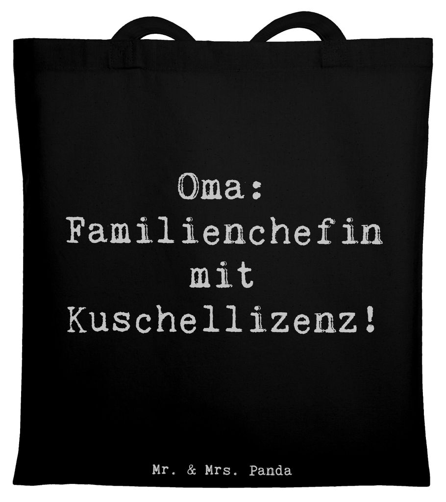 Mr. & Mrs. Panda Shopping Tasche Spruch Oma Familienchefin - Schwarz - Geschenk, Lächeln, herzlich, Jutetasche, Laptoptasche, Liebe, Kuscheln, Geb...