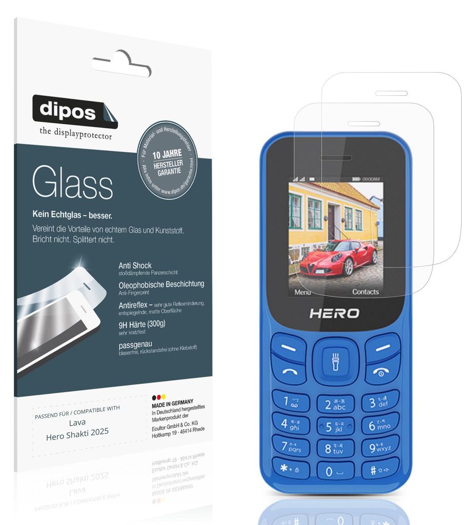 2x Schutzfolie für Lava Hero Shakti 2025 matt - Anti-Shock 9H Folie dipos Glass Kunststoffglas
