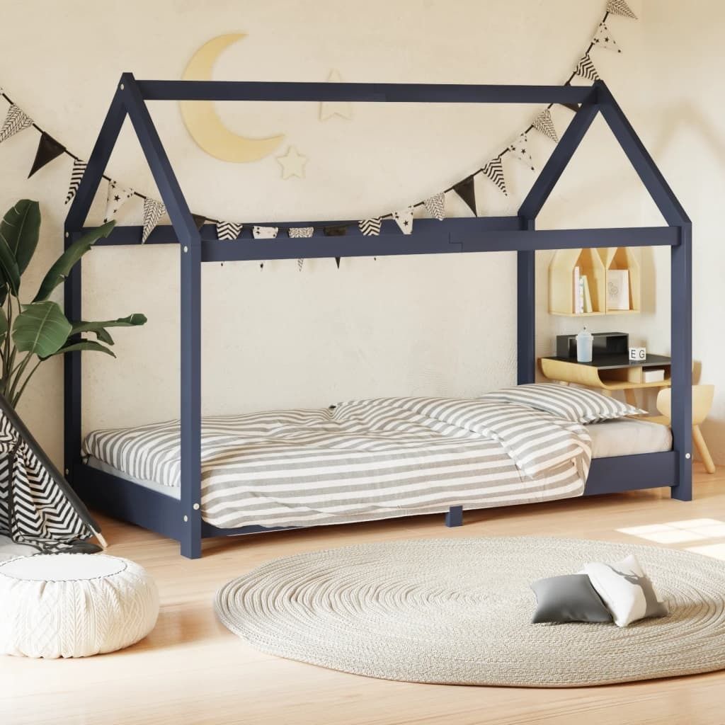 Maison Exclusive - Kinder-Bettgestell Grau Massivholz Kiefer 70 x 140 cm