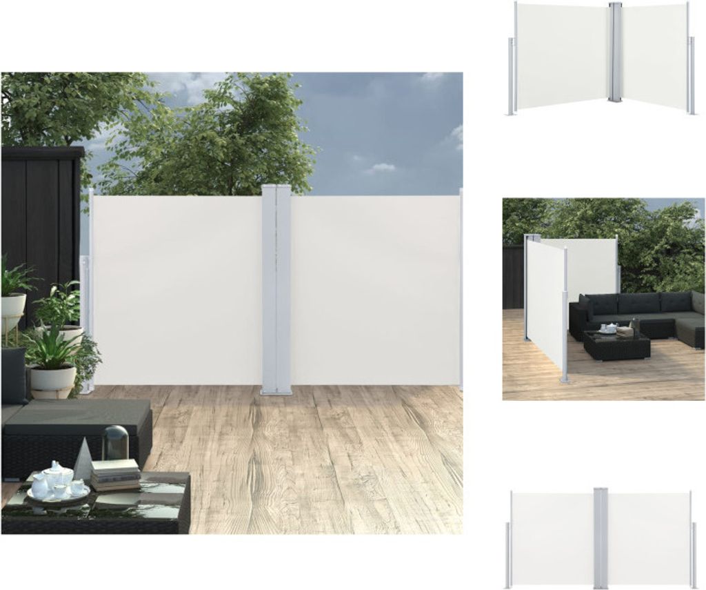 vidaXL Ausziehbare Seitenmarkise Cremeweiß 120 x 600 cm - Sonnenschirme & Sonnenschutze