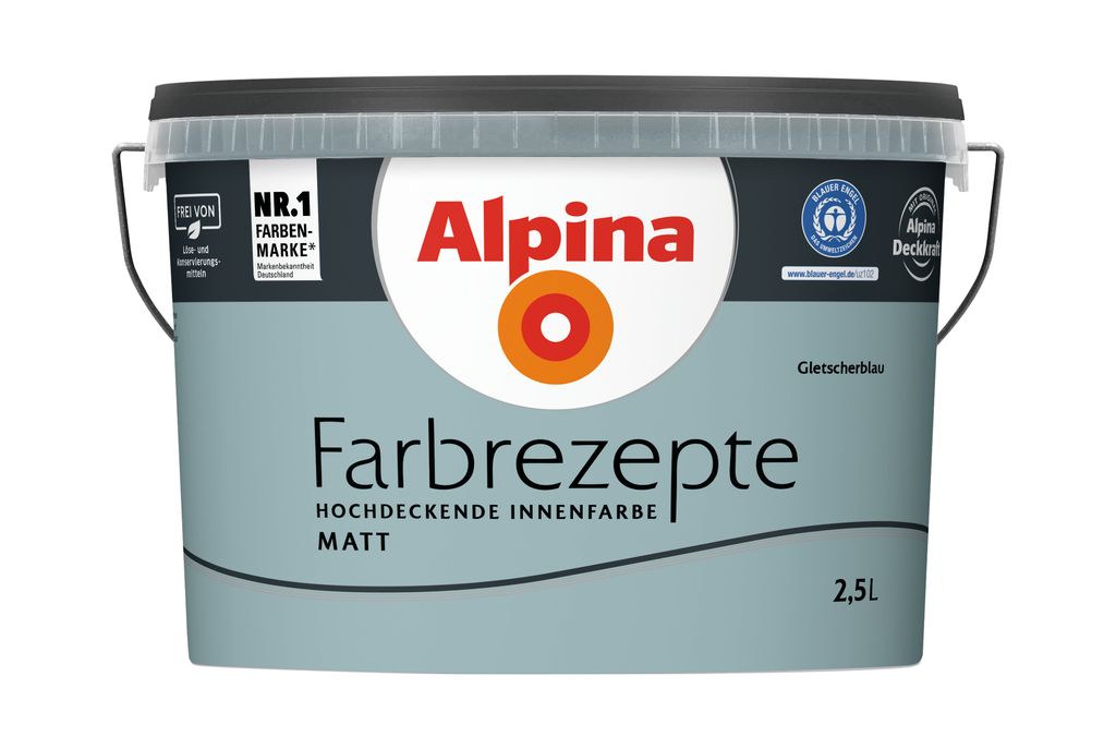 Alpina Farbrezepte Wandfarbe matt 2,5 L Farbwahl, Alpina Farbrezepte Farbwahl:Gletscherblau
