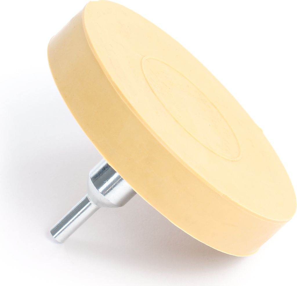 XPOtool Folienradierer Ø 88 mm mit 6 mm Adapter zum Entfernen von Kleberesten, Autoplaketten und Aufklebern, Klebeentferner mit Gummi Radierscheib...