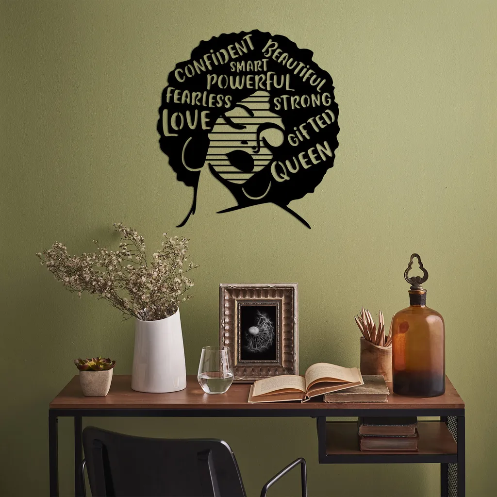 Decorazione Parete Metallo Wallity Amore Senza Paura - 64x70 Nero