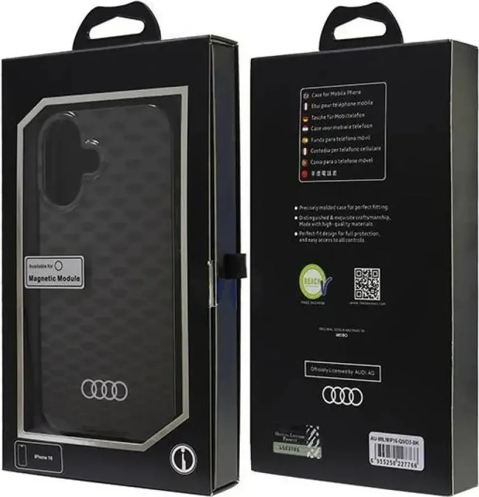 Custodia Audi iPhone 16 MagSafe Nera IML Stitching Pattern Originale - 7