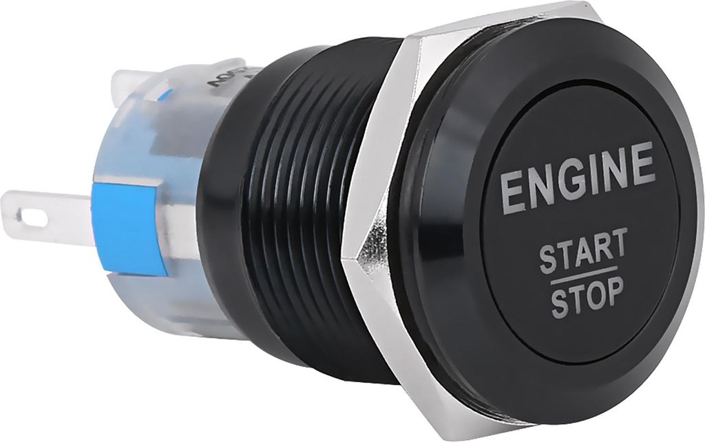 12V weißer LED -Auto Motor Start Stopp -Druckknopfschalter Schwarz Zink Aluminiumlegierung