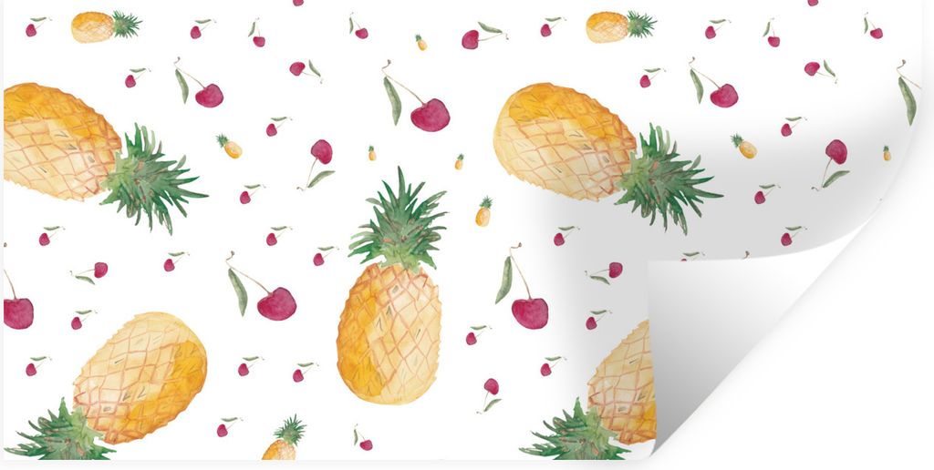 MuchoWow Wandtattoo Wandsticker Wandaufkleber Obst - Aquarell - Gestaltung 160x80 cm Selbstklebend und Repositionierbar - Sticker - Dekorfolie