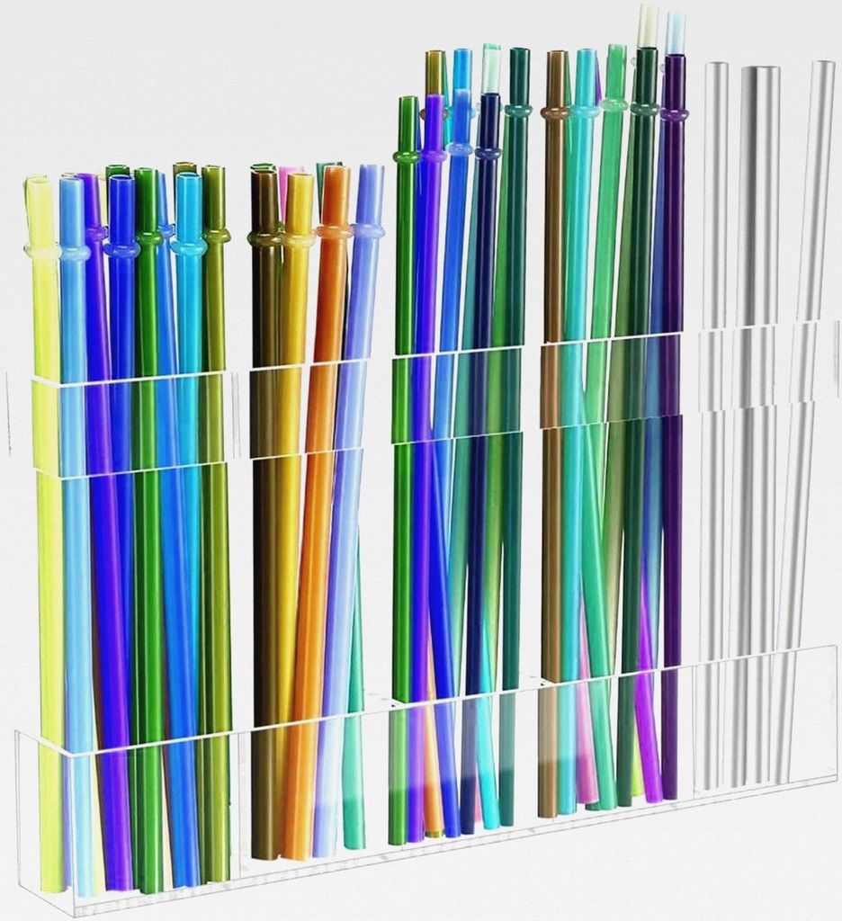 Acryl-Strohhalm-Halter für Schrank, selbstklebende Strohhalm-Aufbewahrung, transparenter Essstäbchen-Organizer für Schrank, Küche, Theke, Kaffe...