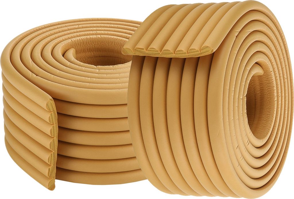 (2er-Pack) 2 Meter W-Form Multifunktionaler ultra-breiter Kantenschutz Verbreiterte Verdickung Crash Bar Kinder Stoßstange Streifen, Kaffee