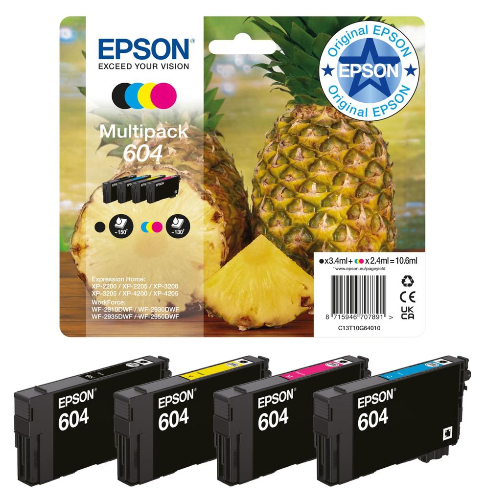 Epson Orginal 604 Tinte Ananas Multipack 4-farbig Standard, Produktbild 