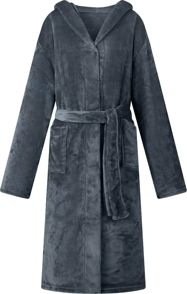 "Black Friday" accappatoio con cappuccio blu navy XL in flanella - Coperte CC2547