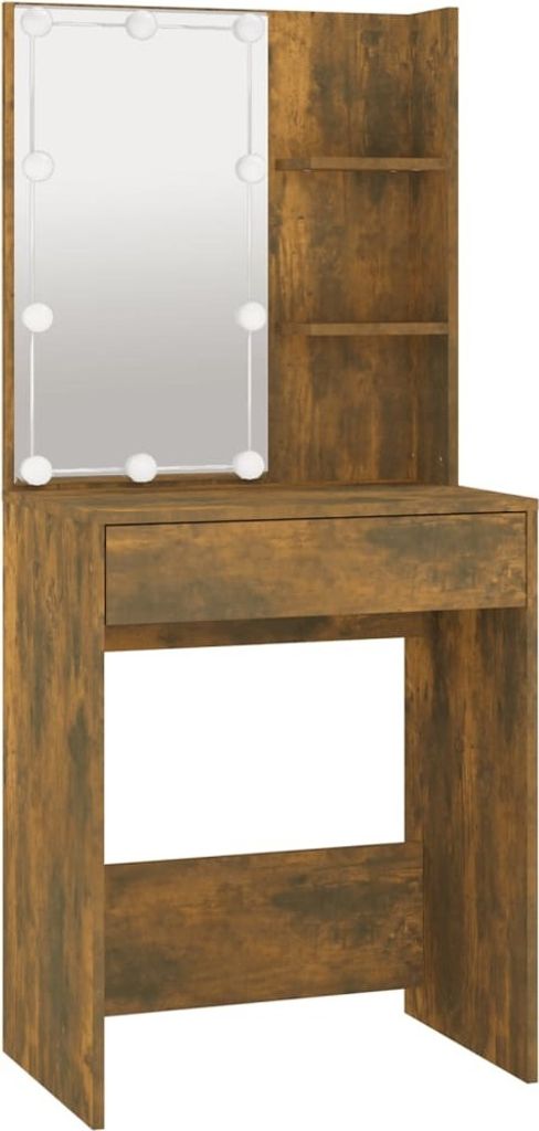 Cloris DesignMöbel Kindertische - Braun Schminktisch mit LED Räuchereiche 60x40x140cm Schlichtes8973528