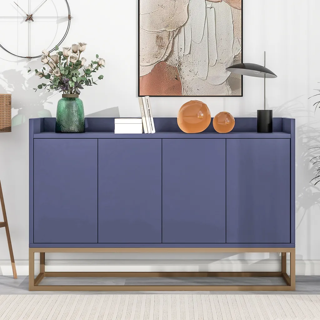 Credenza Moderna Blu Navy 4 Ante: Buffet Minimalista per Soggiorno