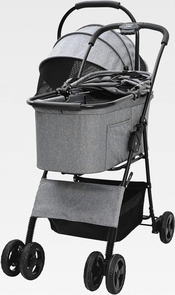 Faltbarer Haustierwagen, 81 x 47 x 99 cm 600D Oxford Stoff, für Hunde und Katzen, wasserabweisend, Faltbarer Rahmen, komfortable Räder für Spazi...