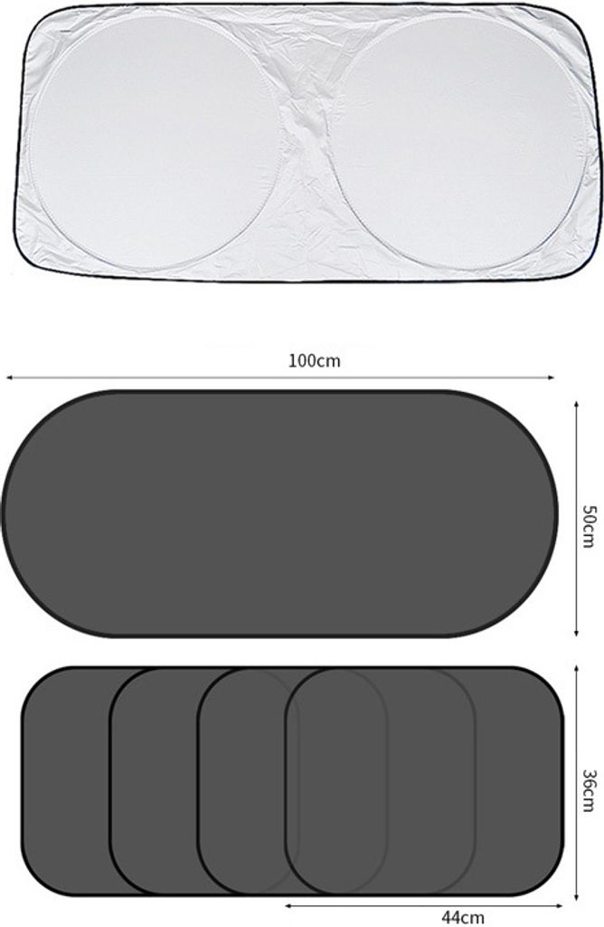 INF Auto-Sonnenschutz aus Netzstoff mit Saugnäpfen (6 Stück)