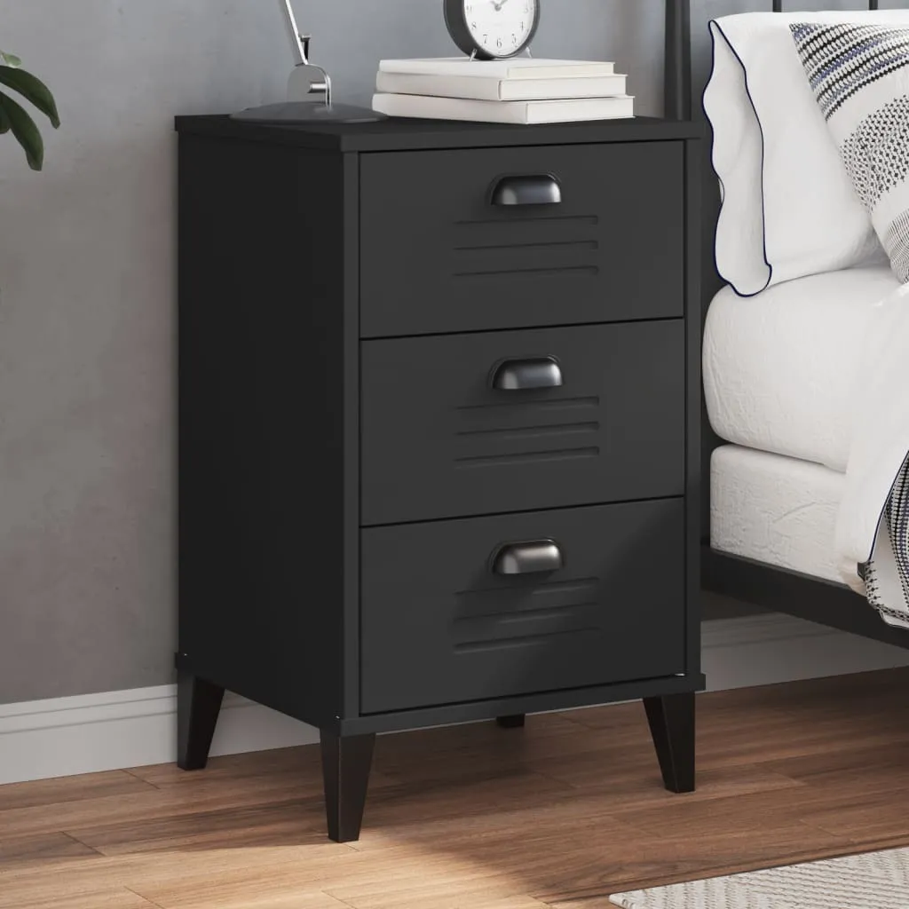 Table de chevet VIKEN Noir pour chambre adulte - Pin massif et design