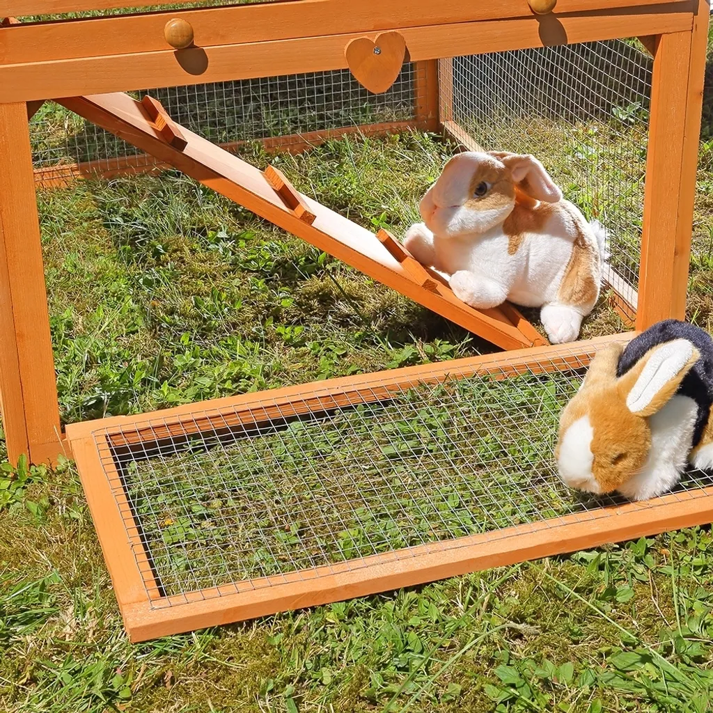 Cage à lapins double compartiment Melko - Clapier extérieur en bois - 6