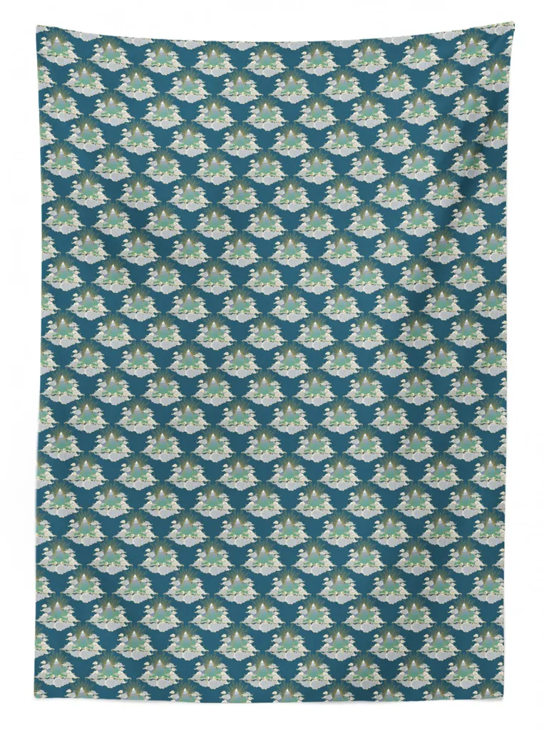 Tovaglia Retrangolare ABAKUHAUS Montagne E Valli 140x200 Cm – Per Interni/Esterni, Lavabile, Impermeabile, Verde Marrone