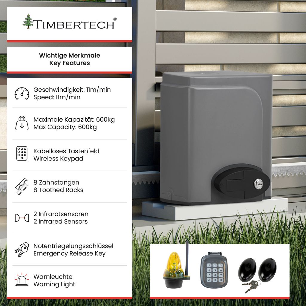 TIMBERTECH® Schiebetorantrieb Set - bis 600 kg Torgewicht, Produktbild 2