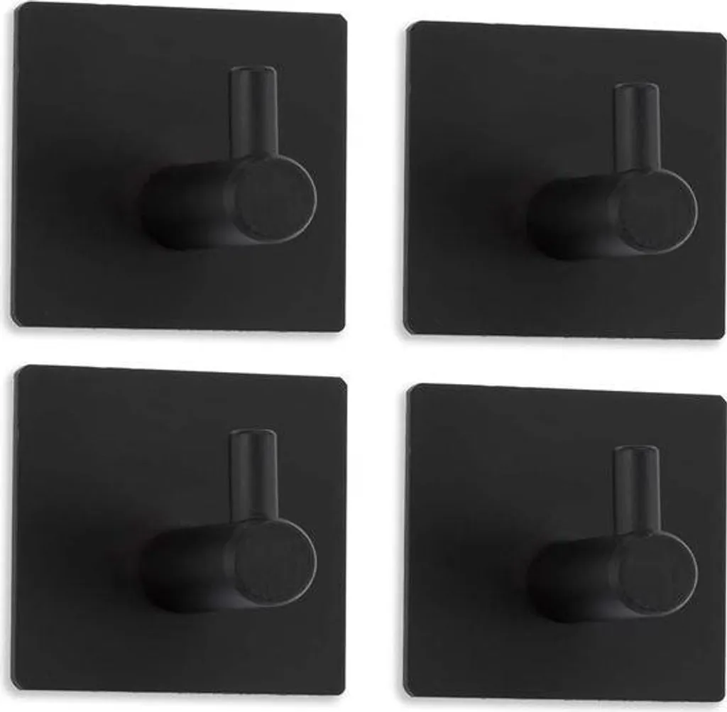 Crochet à serviettes inox 304 noir mat avec fixation adhésive puissante