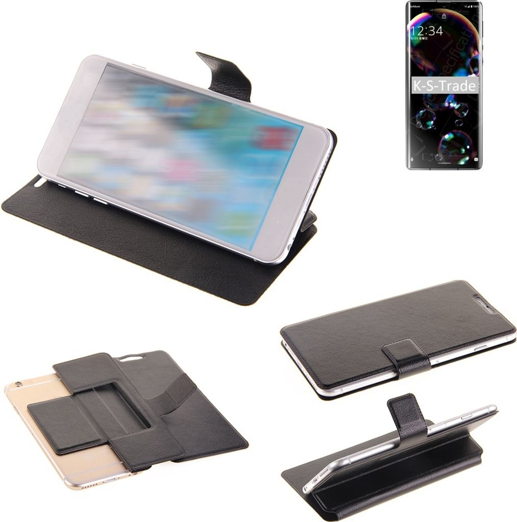 K-S-Trade Schutzhülle kompatibel mit Sharp Aquos R6 Schutzhülle Flip Cover Klapphülle Wallet Case Slim Handyhülle bookstyle schwarz