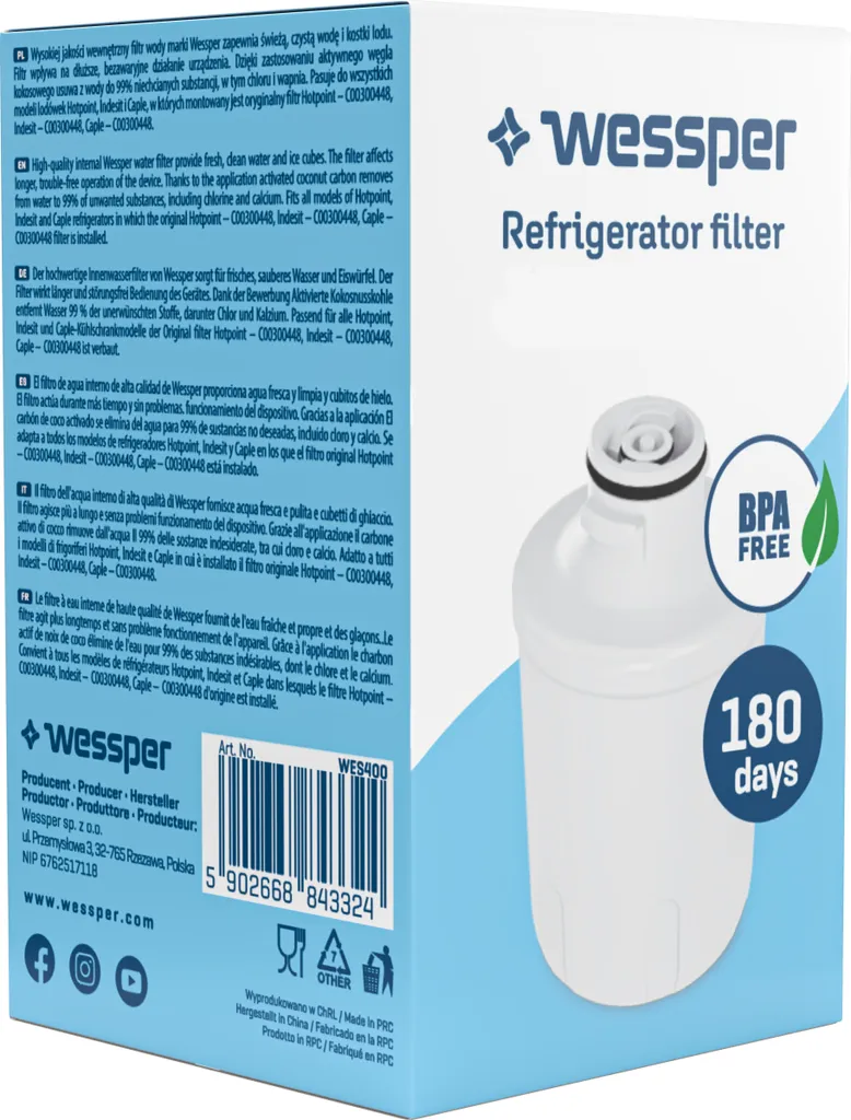 Acqua Pura a Casa con Filtro Wessper per Frigo Hotpoint Ariston