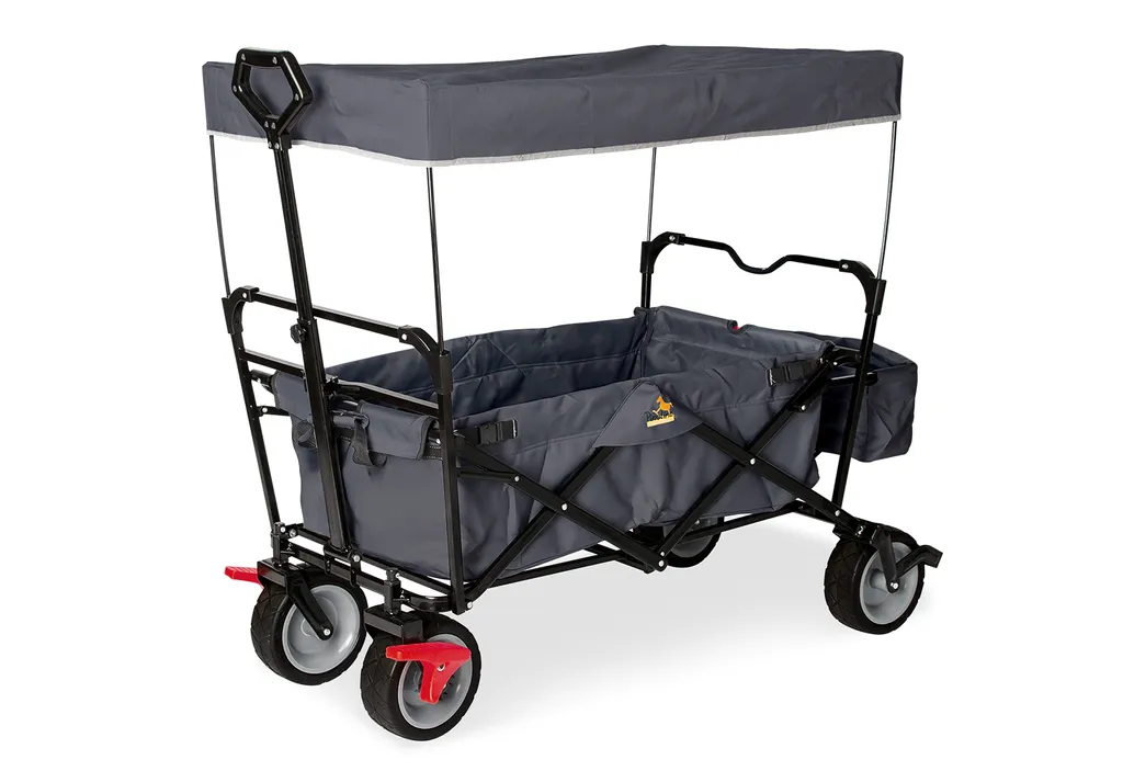 Chariot de plage pliable avec frein Paxi DLX coloris gris anthracite