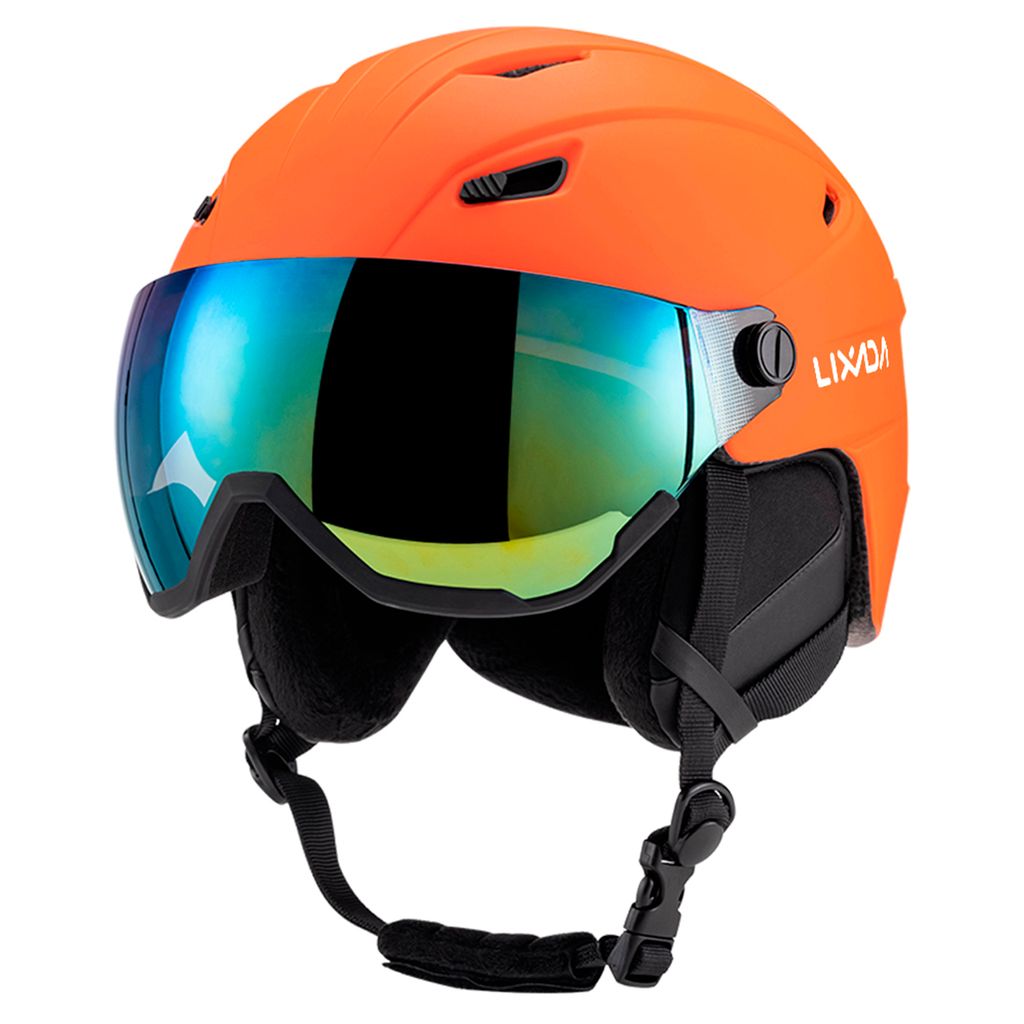 LIXADA Skihelm, Snowboardhelm, Skatehelm, Ski-Sicherheitsschutzausrüstung, mit Linse, mit , Sicherheitsbericht, Orange