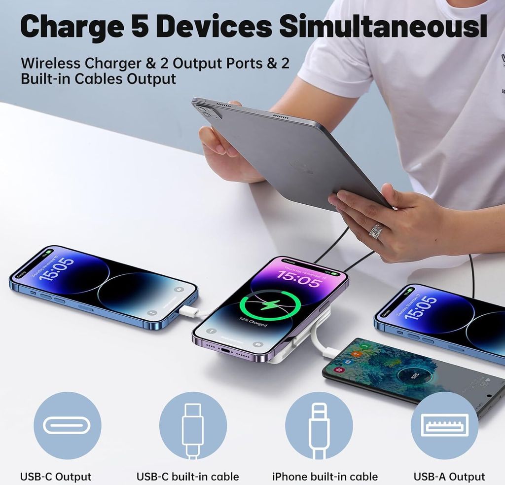 Powerbank, Wireless Power Bank, 10000mAh 22.5W Wireless Produktbild 4