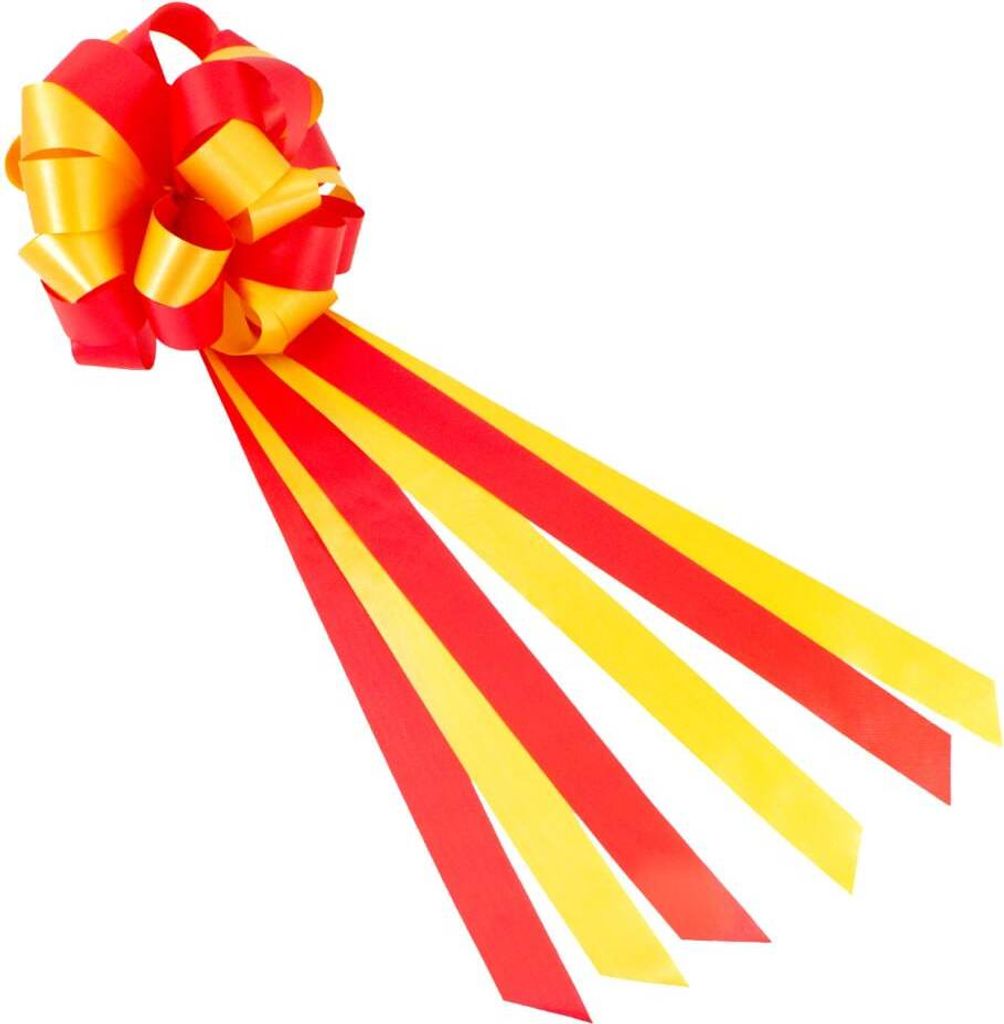 Oblique Unique Geschenkschleife mit Geschenkband Groß Deko Schleifen - rot gold