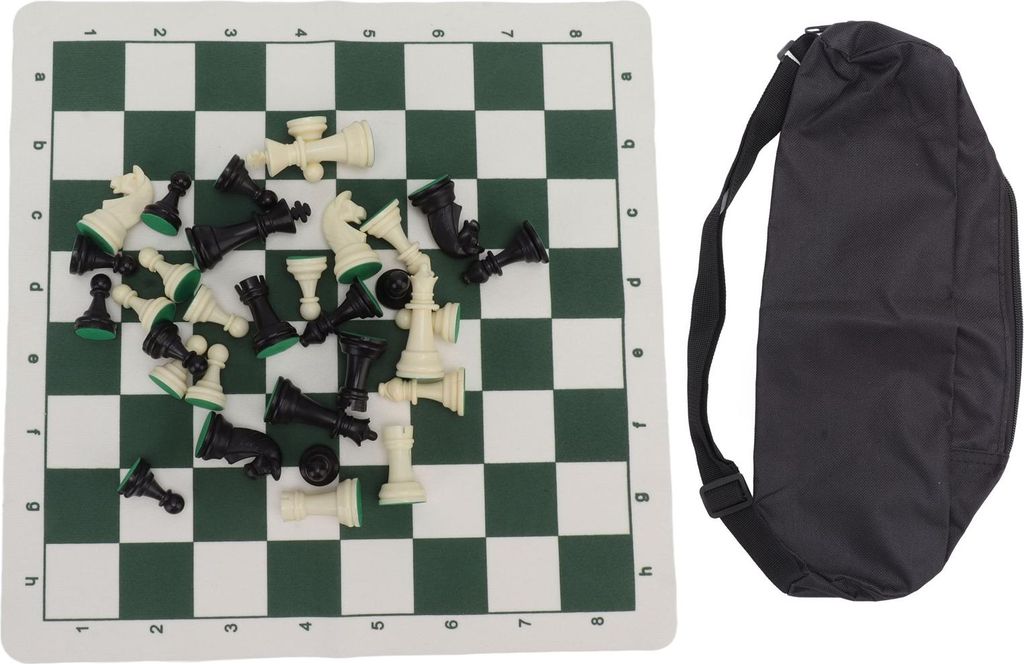 Schachfiguren aus Kunststoff mit Schachbrett aus PolyurethanKunstleder, internationales Figuren-Spielzeugset