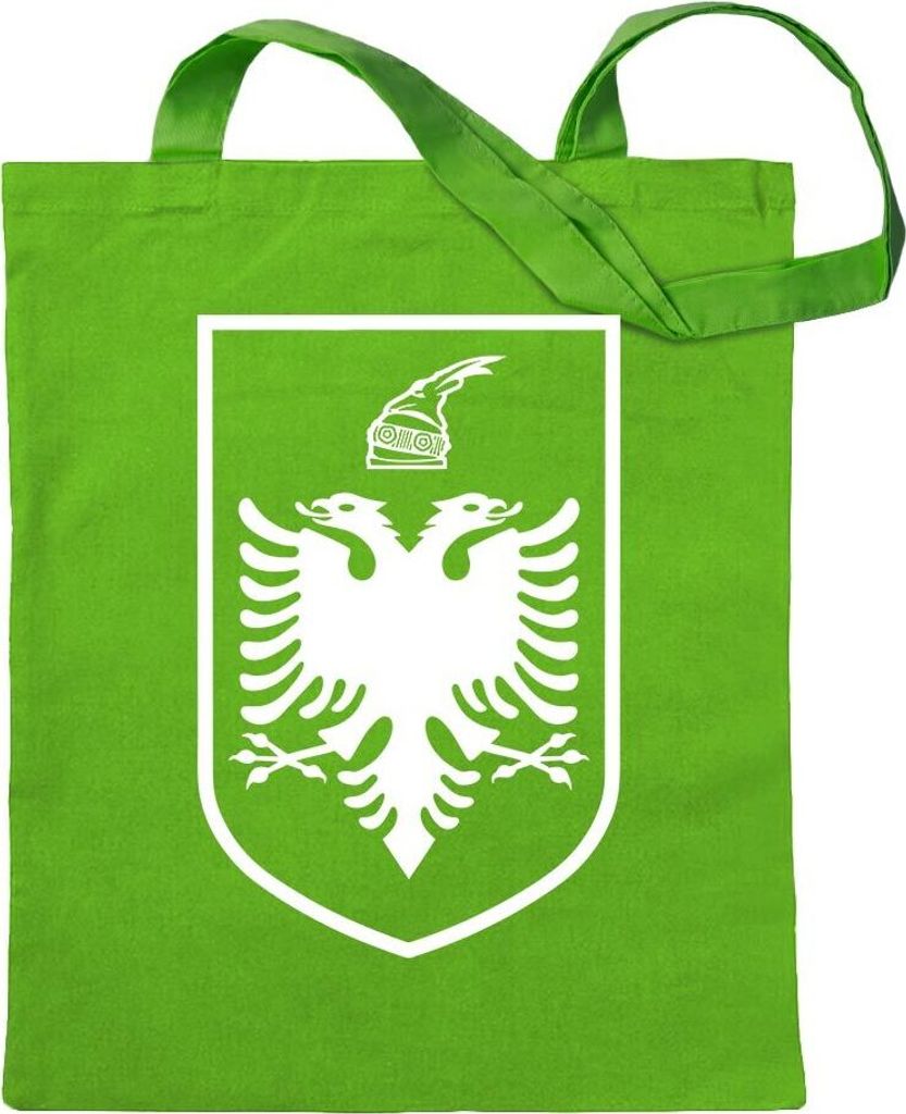 Kiwistar - Baumwolltasche - hellgrün - Albanien Wappen - Tragetasche Stoffbeutel Umhängetasche langer Henkel