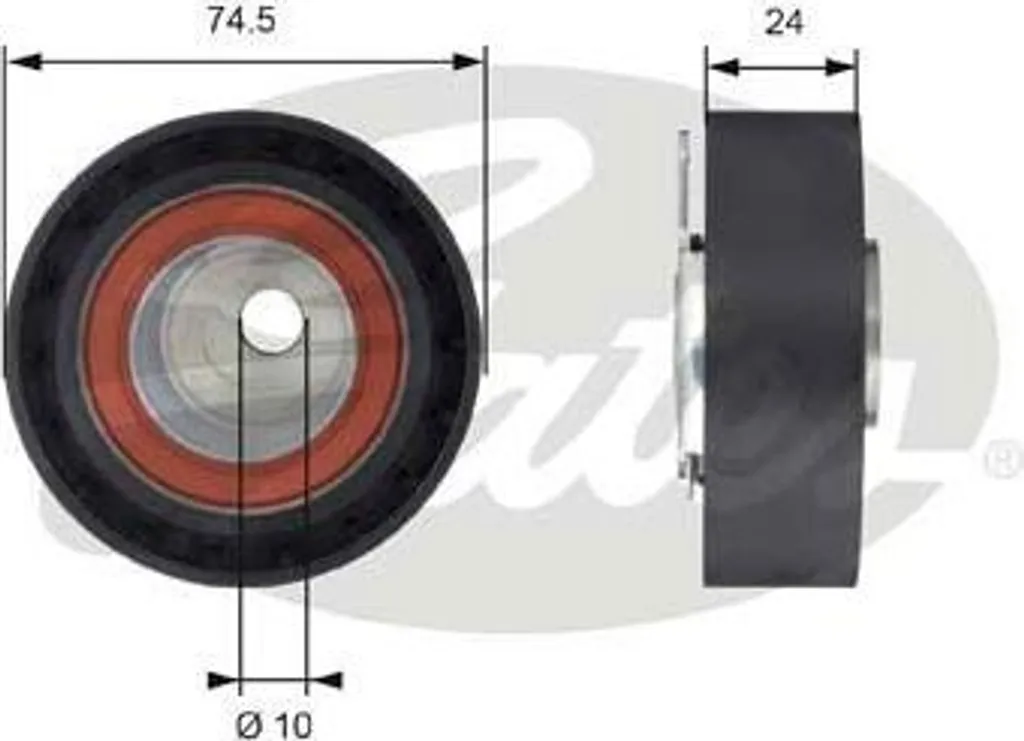 Rouleau tendeur GATES T43116 en acier renforcé pour courroie Ford