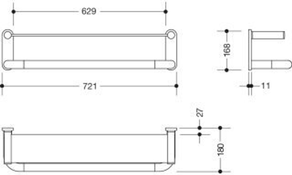 HEWI 801.03B200 98 Ablage m.Haltegriff Ser 801, matt,
