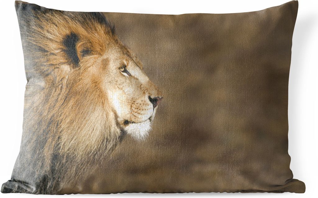 MuchoWow Outdoor Kissen - Profil - Löwe - Afrika - 50x30 cm - Wetterfest - Lounge Kissen - Sofa kissen - Wohnzimmer Dekoration