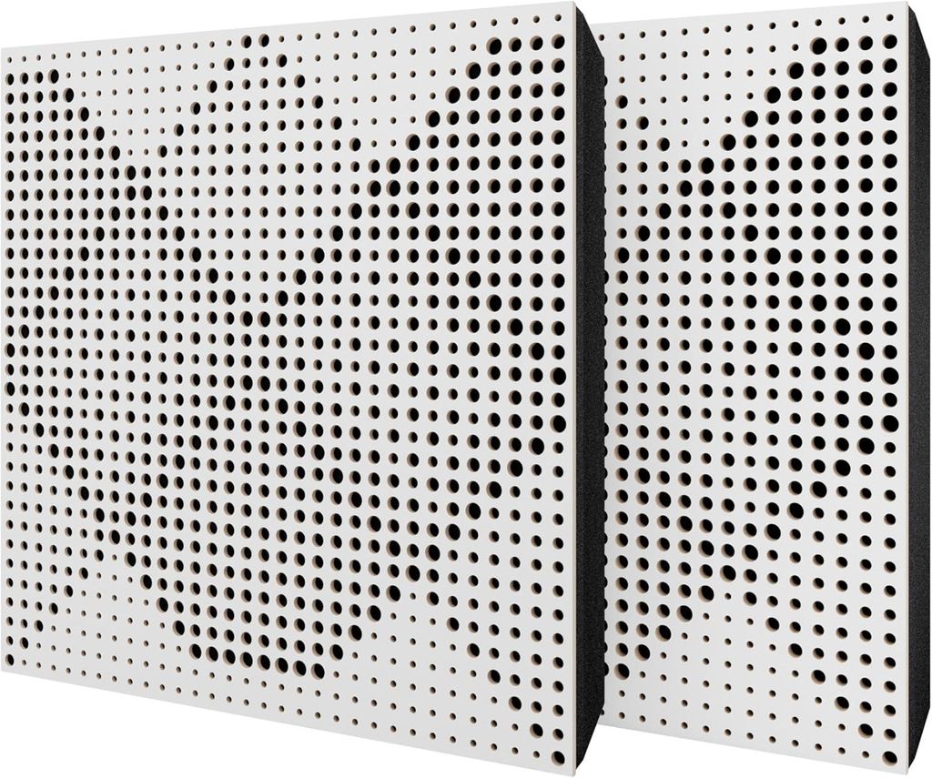 2er-Pack – Akustikpaneel mit Samtstoff und Befestigungsset | 50x50x5cm | Schallabsorption-Diffusion-Reflexion-Schalldämmung | [WILDS -Weiß|Schw...