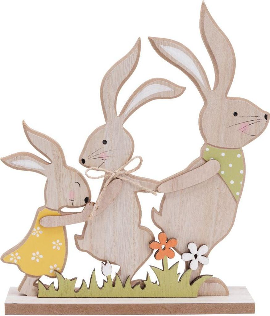 TrendLine Dekofigur Osterhasen 25 x 21,5 cm braun grün gelb