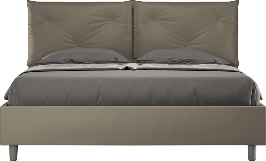 ITYHOME - Gepolstertes Bett ohne Lattenrost 160x190 mit Kunstlederbezug Cappuccino Appia